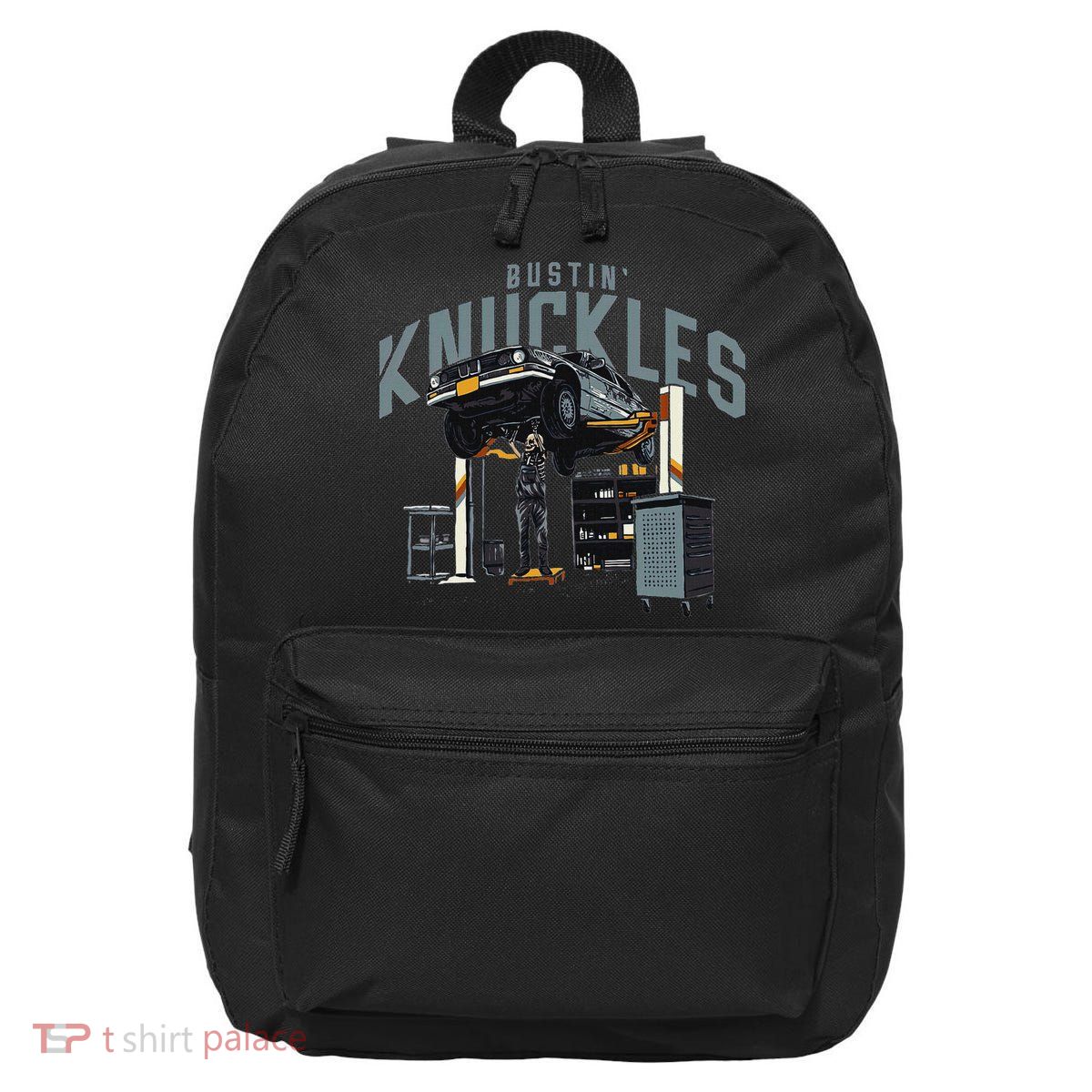 Bustin Knuckles Skeleton Auto Mechanic Humor 16 in Basic Backpack