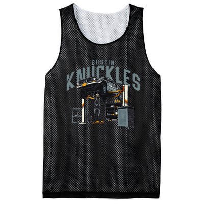 Bustin Knuckles Skeleton Auto Mechanic Humor Mesh Reversible Basketball Jersey Tank