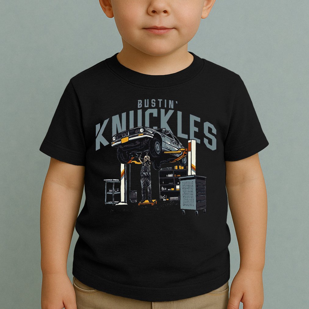Bustin Knuckles Skeleton Auto Mechanic Humor Toddler T-Shirt