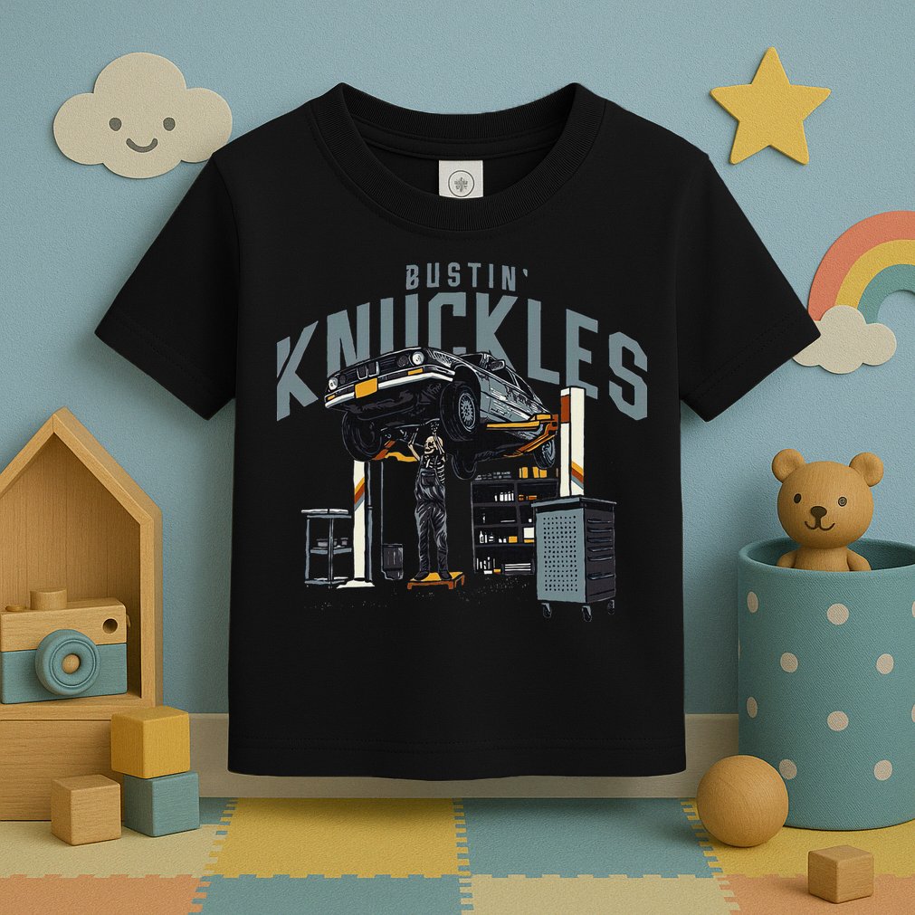 Bustin Knuckles Skeleton Auto Mechanic Humor Toddler T-Shirt