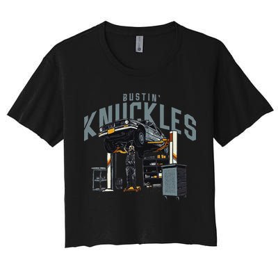 Bustin Knuckles Skeleton Auto Mechanic Humor Crop Top