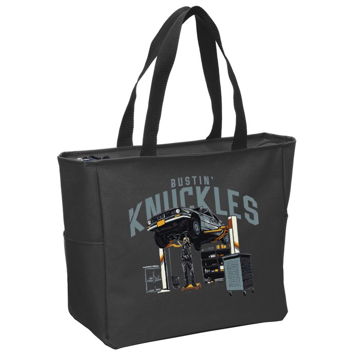 Bustin Knuckles Skeleton Auto Mechanic Humor Zip Tote Bag