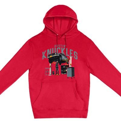 Bustin Knuckles Skeleton Auto Mechanic Humor Premium Pullover Hoodie