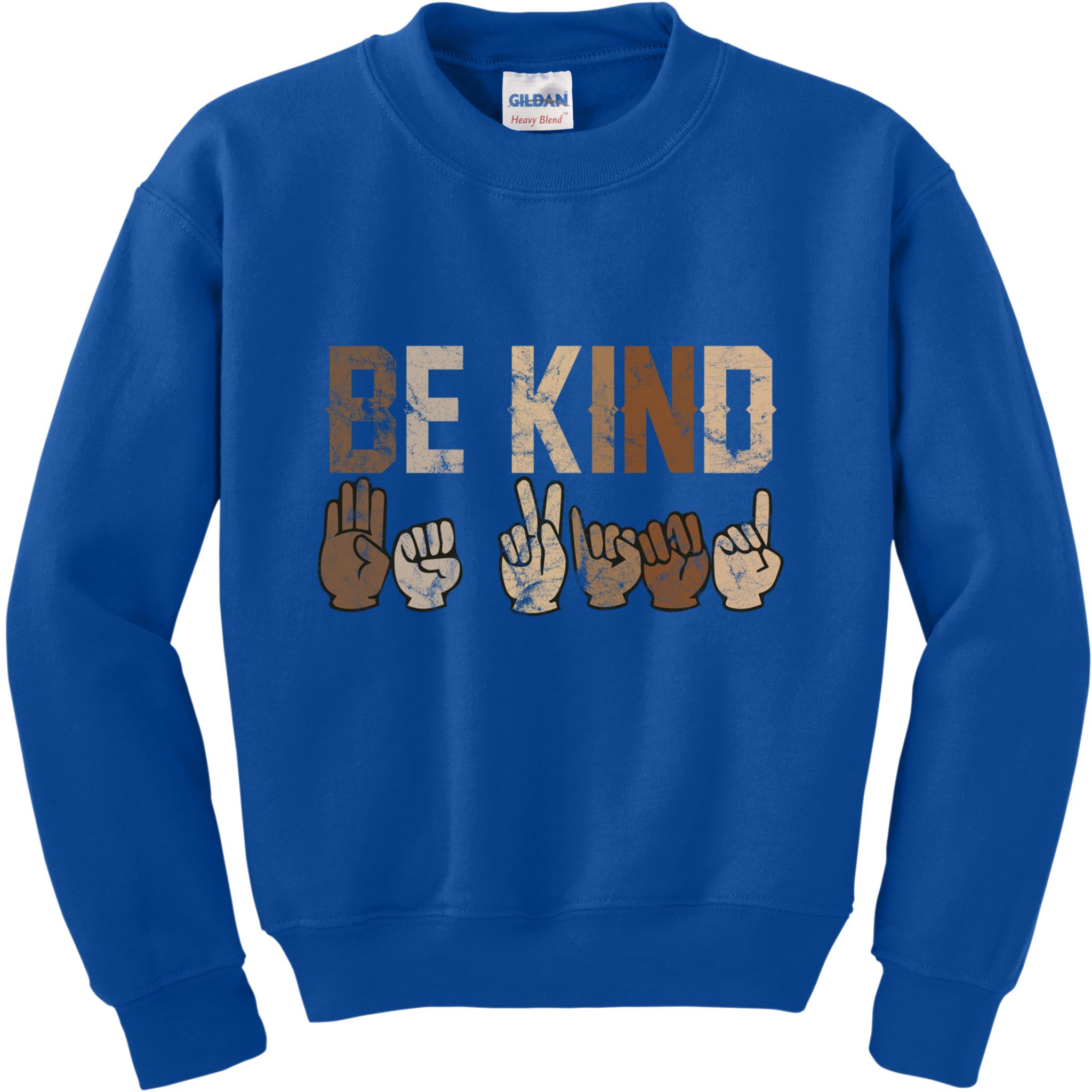 Be Kind Sign Language Racial Equality Teachers Melanin Asl Gift Kids Sweatshirt
