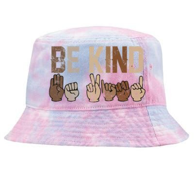 Be Kind Sign Language Racial Equality Teachers Melanin Asl Gift Tie-Dyed Bucket Hat