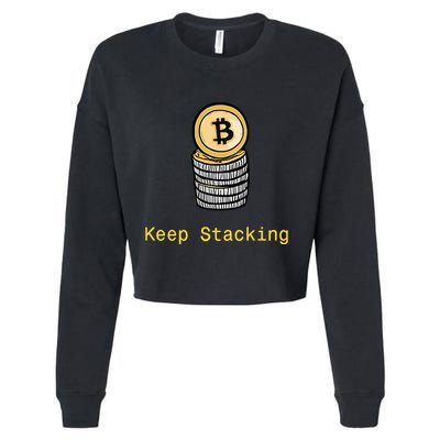 Bitcoin Keep Stacking Cropped Pullover Crew