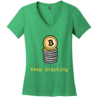 Bitcoin Keep Stacking Women's V-Neck T-Shirt