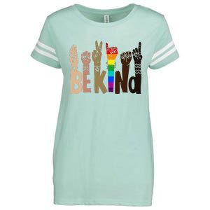 Be Kind Sign Language LGBT AntiRacism Kindness Raise Hand Enza Ladies Jersey Football T-Shirt