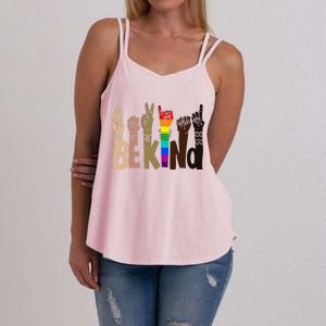 Be Kind Sign Language LGBT AntiRacism Kindness Raise Hand Women's Strappy Tank