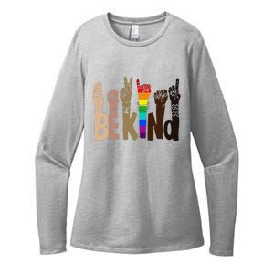 Be Kind Sign Language LGBT AntiRacism Kindness Raise Hand Womens CVC Long Sleeve Shirt