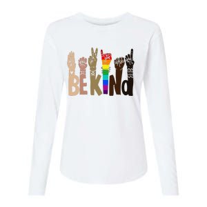 Be Kind Sign Language LGBT AntiRacism Kindness Raise Hand Womens Cotton Relaxed Long Sleeve T-Shirt