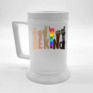 Be Kind Sign Language LGBT AntiRacism Kindness Raise Hand Beer Stein