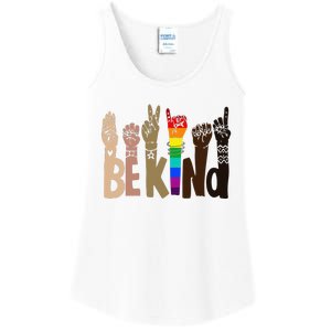 Be Kind Sign Language LGBT AntiRacism Kindness Raise Hand Ladies Essential Tank