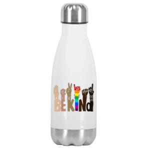 Be Kind Sign Language LGBT AntiRacism Kindness Raise Hand Stainless Steel Insulated Water Bottle