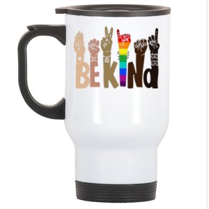 Be Kind Sign Language LGBT AntiRacism Kindness Raise Hand Stainless Steel Travel Mug