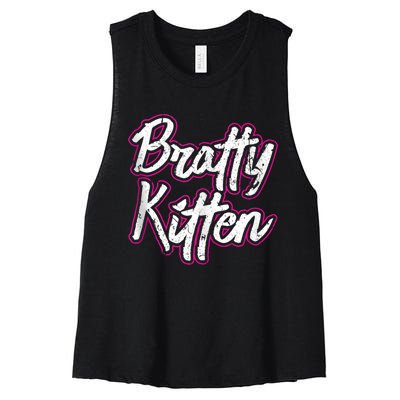 Bratty Kitten Sexy Fetish Submissive Slave Bdsm Kink Women's Racerback Cropped Tank