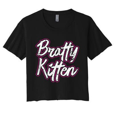 Bratty Kitten Sexy Fetish Submissive Slave Bdsm Kink Women's Crop Top Tee