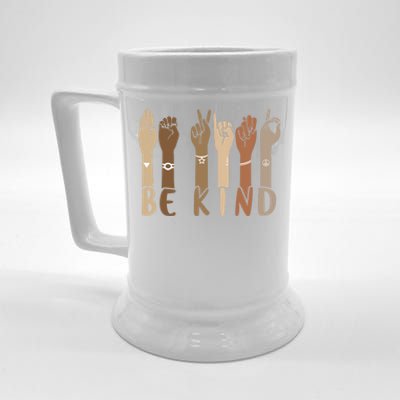 Be Kind Sign Language Hand Talking Teachers Interpreter Asl Cool Gift Beer Stein