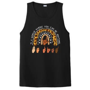 Be Kind Sign Language Rainbow Leopard Black Orange Unity Day PosiCharge Competitor Tank