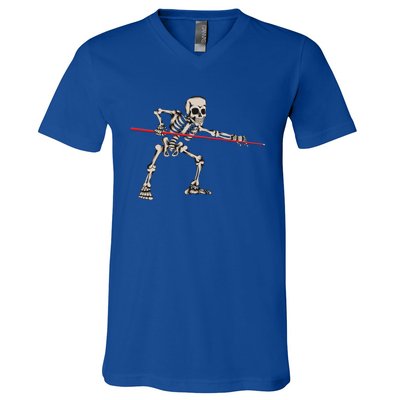 Billiard Kö Skeleton Halloween Fan Costume Snooker Outfit Gift V-Neck T-Shirt