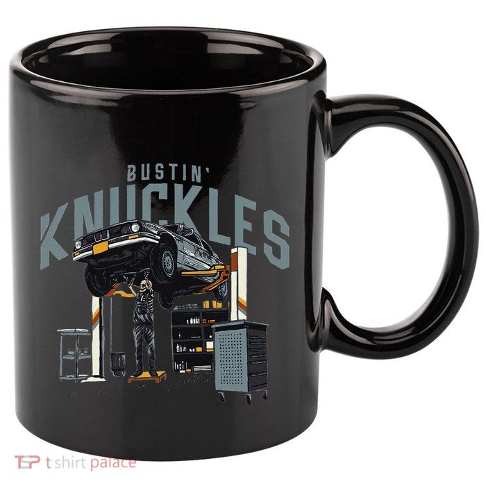 Bustin Knuckles Skeleton Auto Mechanic 11oz C Handle Ceramic Mug