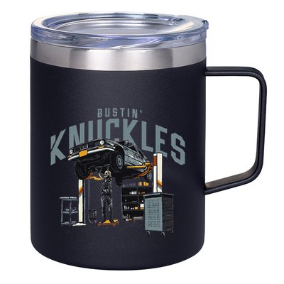 Bustin Knuckles Skeleton Auto Mechanic 12oz Stainless Steel Coffee Mug