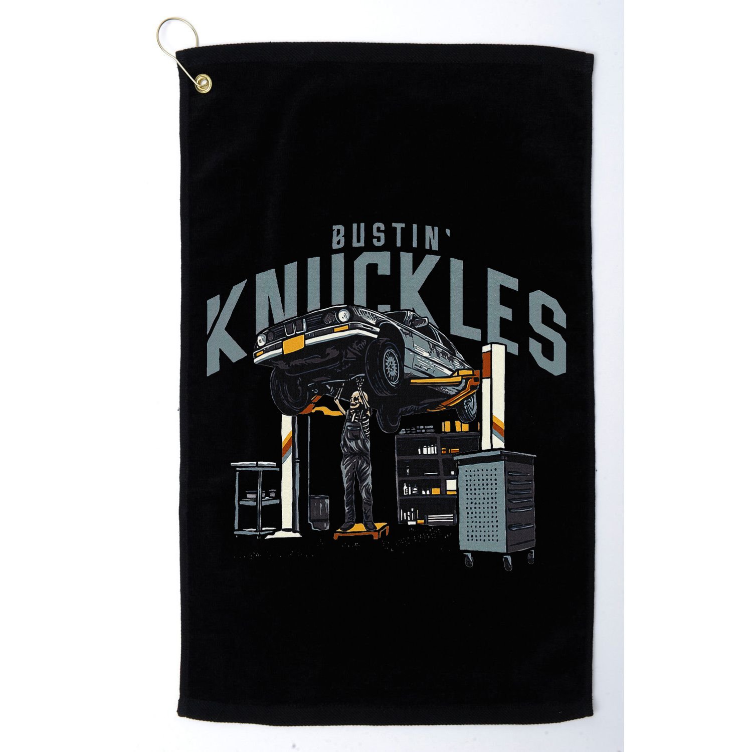 Bustin Knuckles Skeleton Auto Mechanic Golf Towel