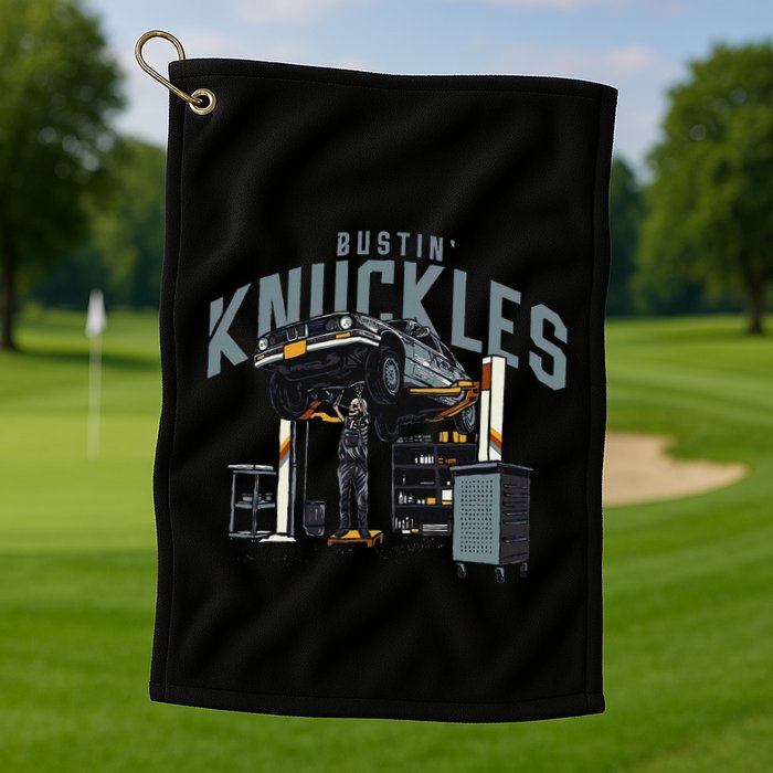 Bustin Knuckles Skeleton Auto Mechanic Golf Towel
