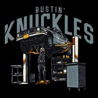 Bustin Knuckles Skeleton Auto Mechanic Cropped Pullover Crew