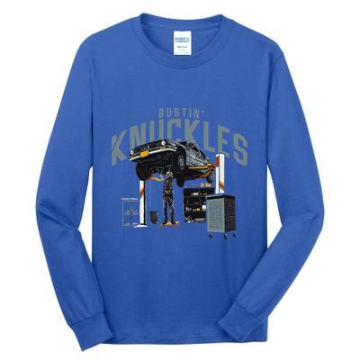 Bustin Knuckles Skeleton Auto Mechanic Tall Long Sleeve T-Shirt