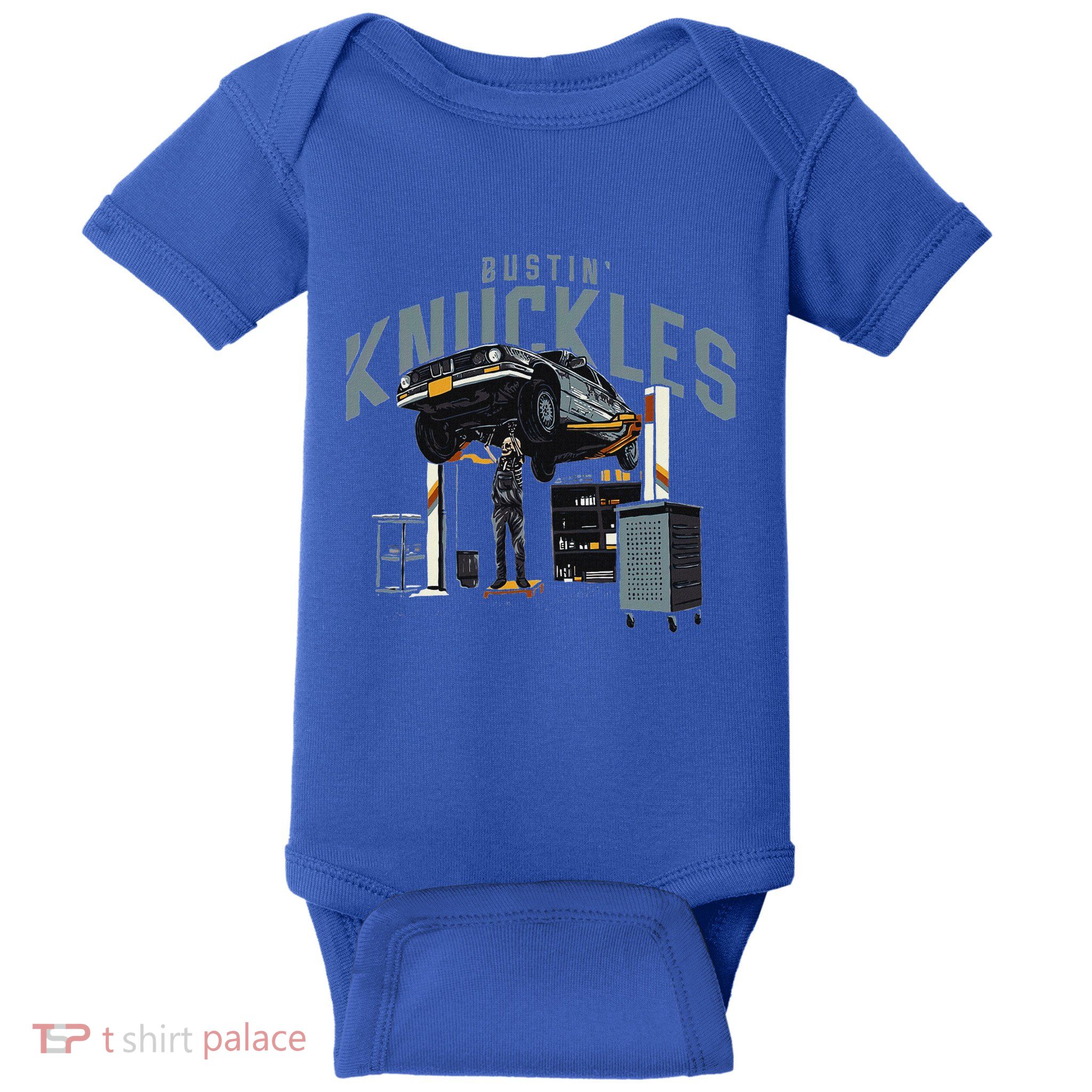 Bustin Knuckles Skeleton Auto Mechanic Baby Bodysuit