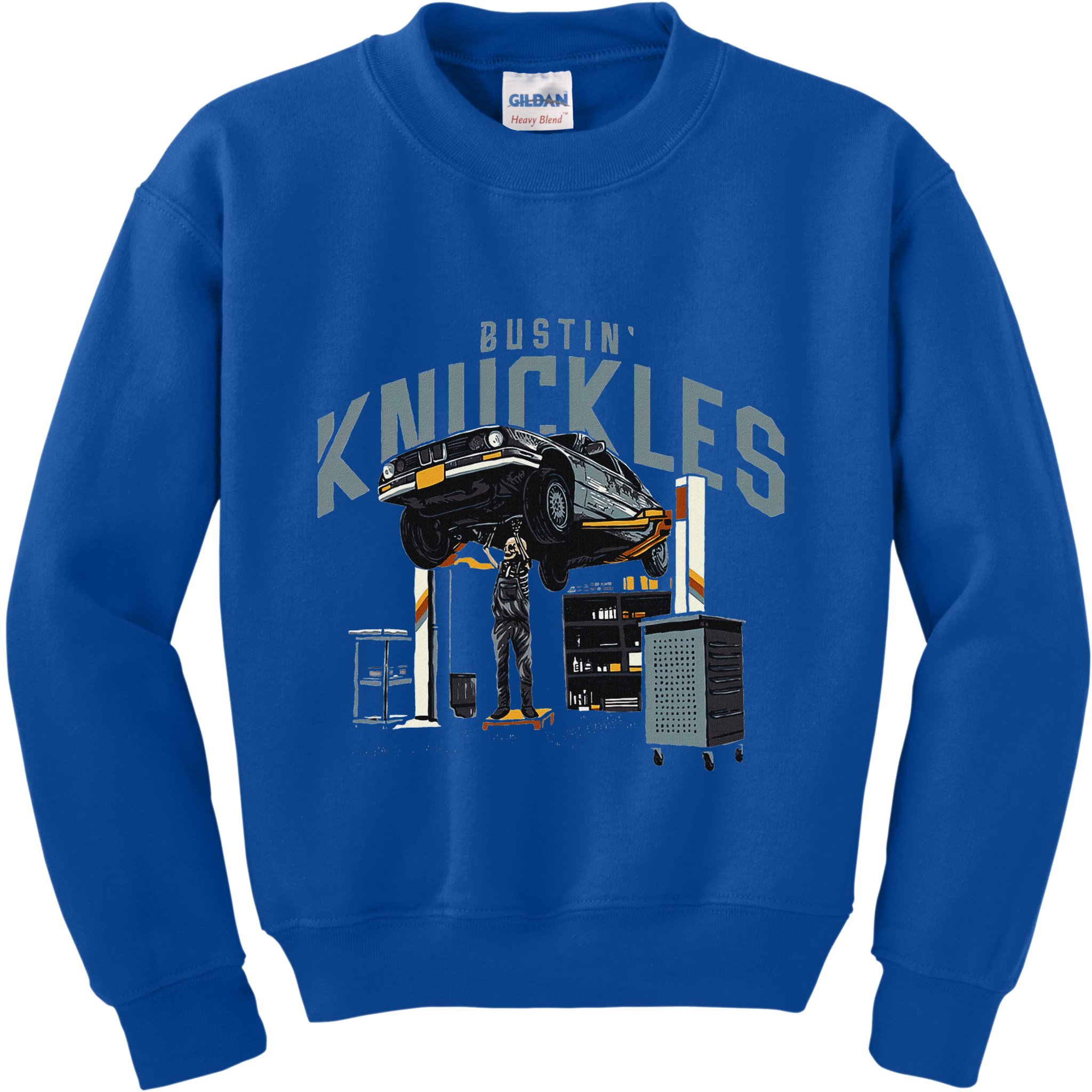 Bustin Knuckles Skeleton Auto Mechanic Kids Sweatshirt