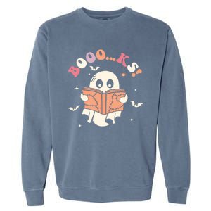 Booo Ks Spooky Season Ghost Halloween Trick Or Treat Retro Gift Garment-Dyed Sweatshirt