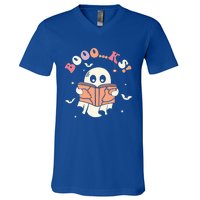 Booo Ks Spooky Season Ghost Halloween Trick Or Treat Retro Gift V-Neck T-Shirt