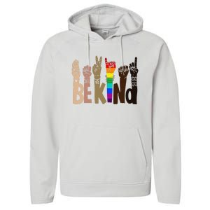 Be Kind Sign Language LGBT Anti-Racism Kindness Raise Hand Performance Fleece Hoodie