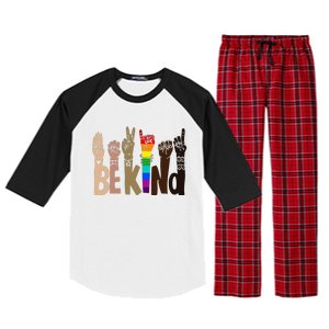 Be Kind Sign Language LGBT Anti-Racism Kindness Raise Hand Raglan Sleeve Pajama Set