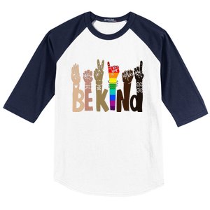 Be Kind Sign Language LGBT Anti-Racism Kindness Raise Hand Baseball Sleeve Shirt