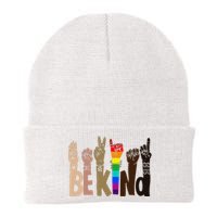 Be Kind Sign Language LGBT Anti-Racism Kindness Raise Hand Knit Cap Winter Beanie