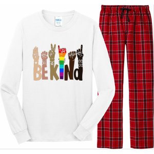 Be Kind Sign Language LGBT Anti-Racism Kindness Raise Hand Long Sleeve Pajama Set