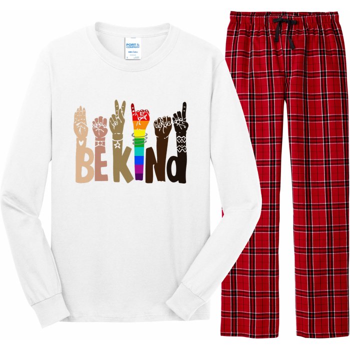 Be Kind Sign Language LGBT Anti-Racism Kindness Raise Hand Long Sleeve Pajama Set