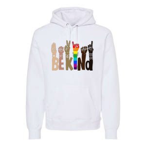 Be Kind Sign Language LGBT Anti-Racism Kindness Raise Hand Premium Hoodie