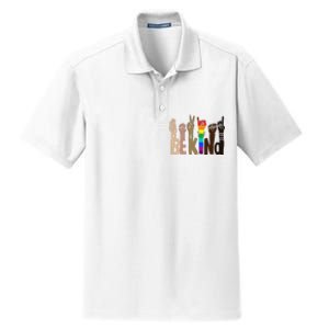 Be Kind Sign Language LGBT Anti-Racism Kindness Raise Hand Dry Zone Grid Polo