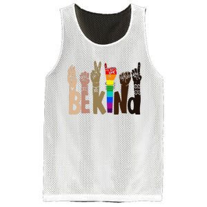 Be Kind Sign Language LGBT Anti-Racism Kindness Raise Hand Mesh Reversible Basketball Jersey Tank