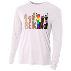 Be Kind Sign Language LGBT Anti-Racism Kindness Raise Hand Cooling Performance Long Sleeve Crew