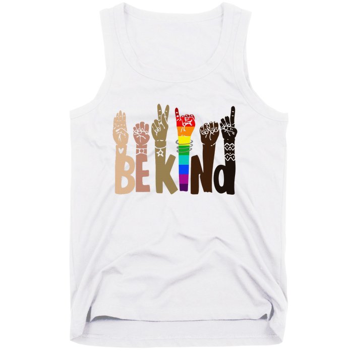 Be Kind Sign Language LGBT Anti-Racism Kindness Raise Hand Tank Top