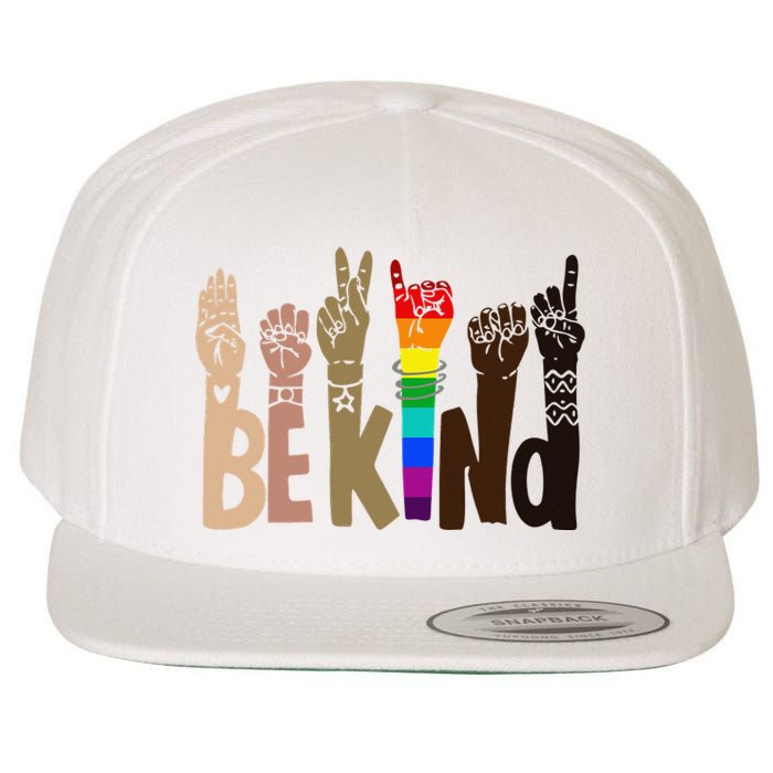 Be Kind Sign Language LGBT Anti-Racism Kindness Raise Hand Wool Snapback Cap