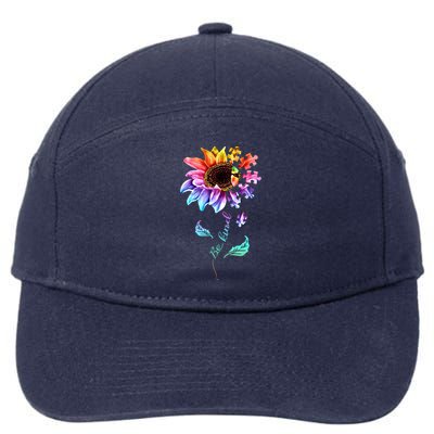 Be Kind Sunflower Autism Awareness Be Kind Autism Gift 7-Panel Snapback Hat