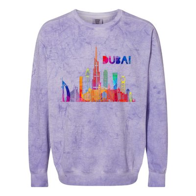 Burj Khalifa Skyscraper Royalty Dubai Uae Colorblast Crewneck Sweatshirt