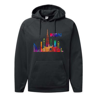 Burj Khalifa Skyscraper Royalty Dubai Uae Performance Fleece Hoodie