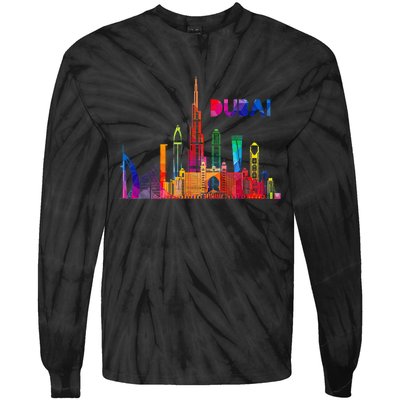 Burj Khalifa Skyscraper Royalty Dubai Uae Tie-Dye Long Sleeve Shirt